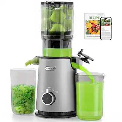 Cold Press Juicer, ECOSELF Juicer Machines with 4.35" Large Feed Chute Fit Whole Fruits & Vegetables, Self Feeding for Juice Extractor Machine, Easy to Clean and Assemble, High Juice Yield