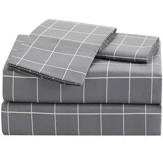 Full Microfiber Printed Pattern Sheet Set Grid - Room Essentials: Contemporary Style, 4-Piece, Peached Finish