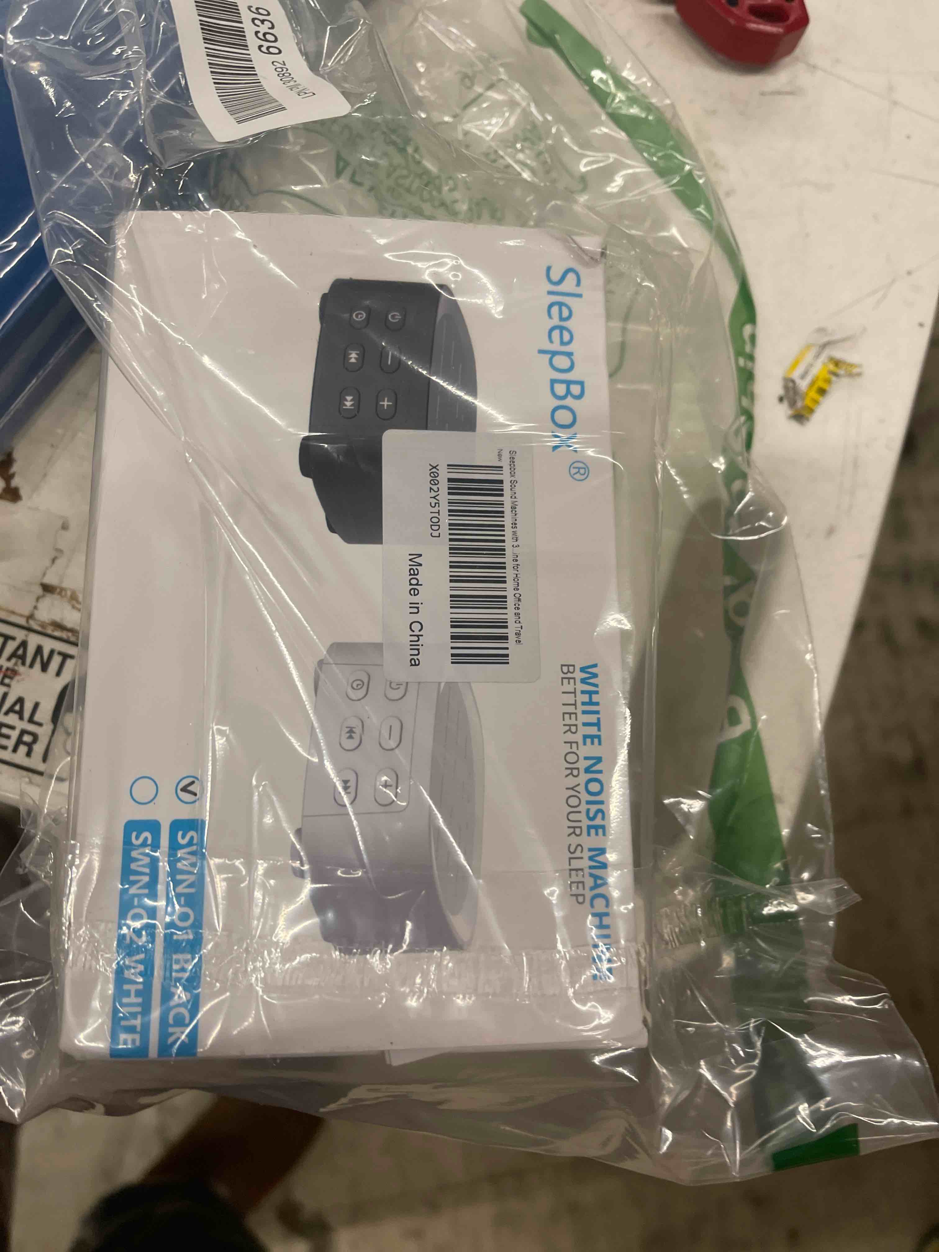 Condition photo showing New/Like New for Sleepbox Sleep White Noise Sound Machines with 25 Soothing Sounds 36 Volume Levels 5 Timers Visible Sound Catalog Portable Size Memory Function for Home Office and Travel Black