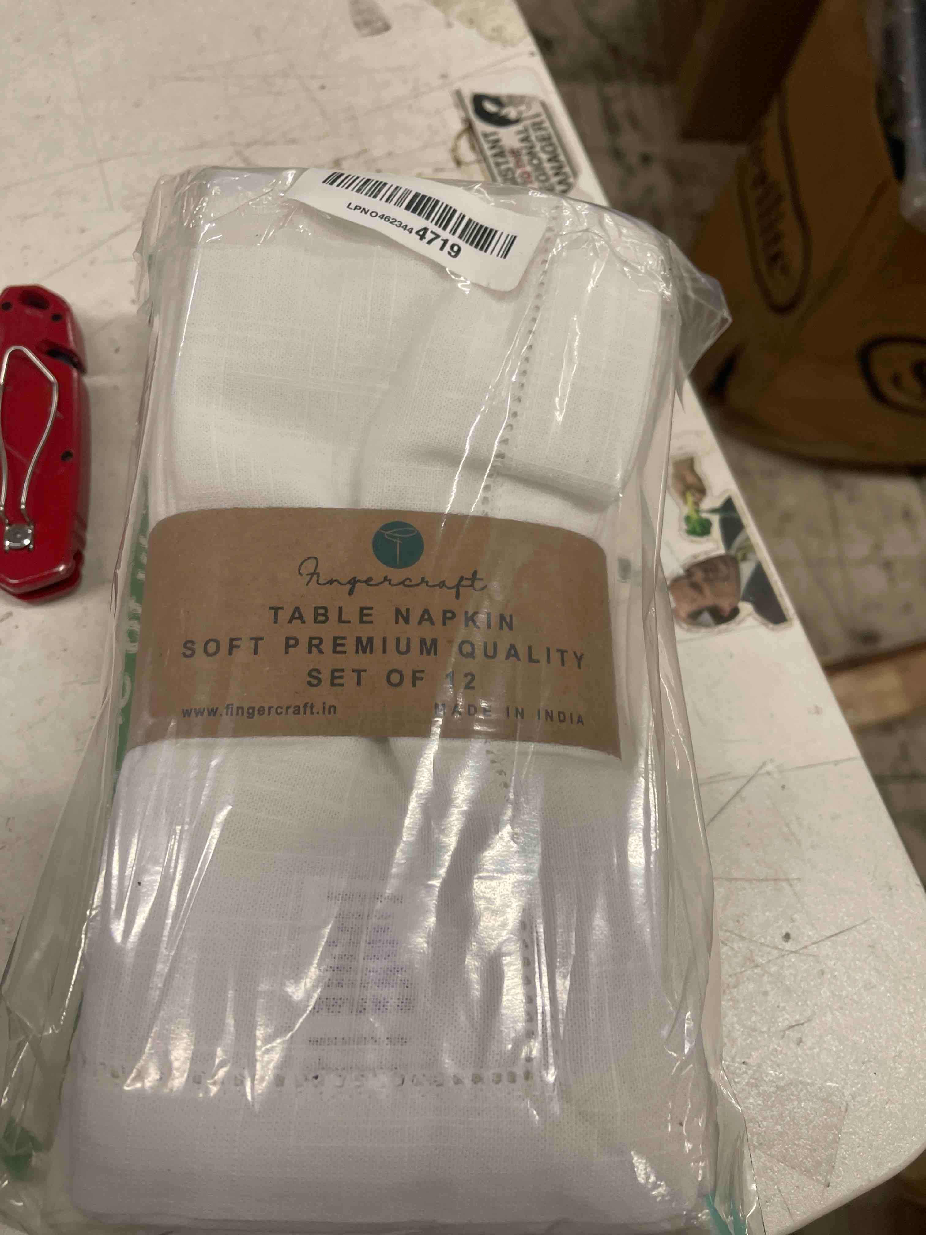 Condition photo showing New/Like New for FINGERCRAFT Cloth Dinner Napkins Cotton Fabric Soft Ivory Color Set of 12 Plain Reusable Washable for Dining Hotel Table Decoration 18x18 Inch