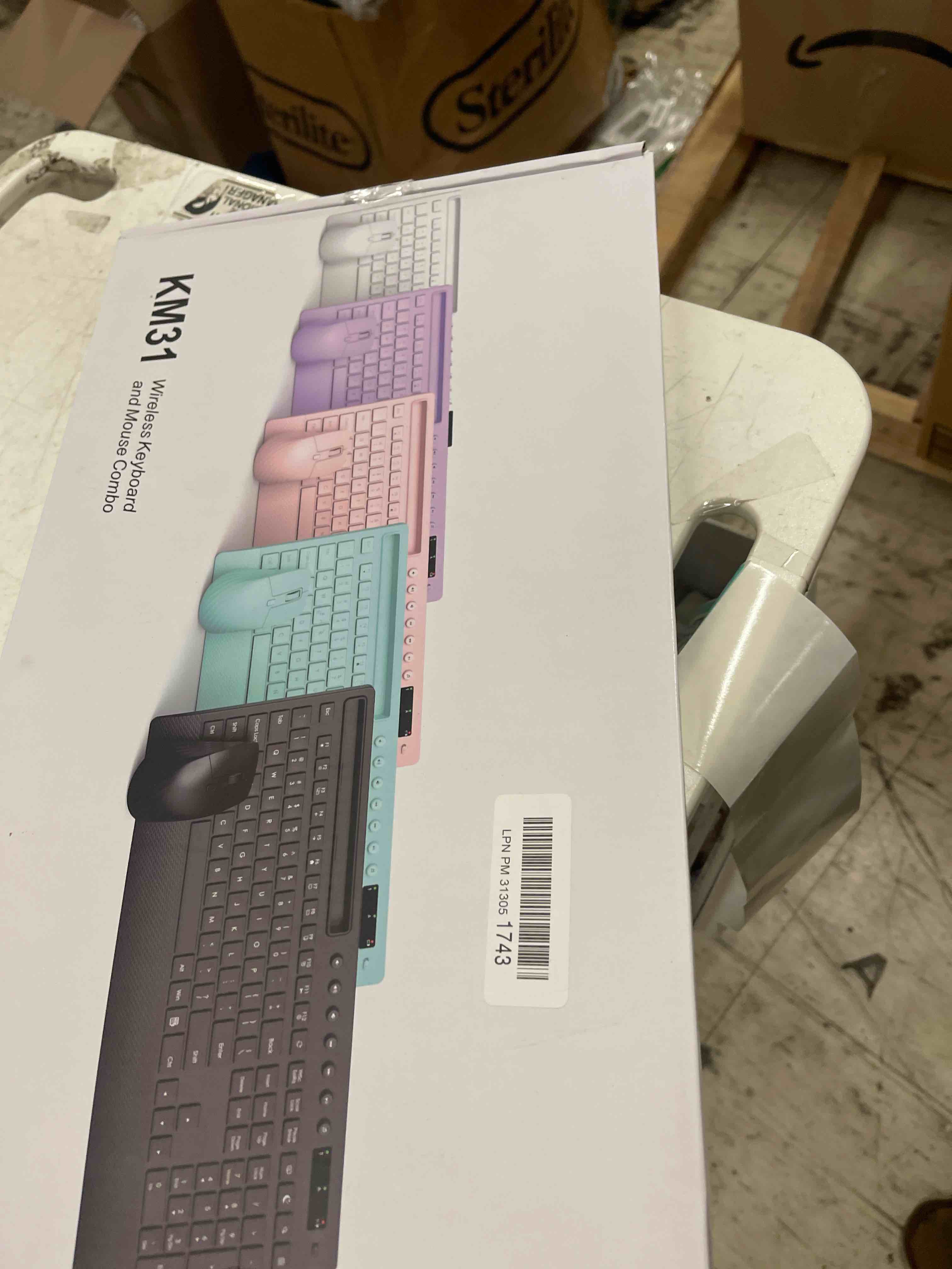 Condition photo showing New/Like New for Trueque Wireless Keyboard and Mouse Combo - Full-Size Quiet Keyboard with Palm Rest, Phone Holder, Multimedia Keys, Power Switch, Compatible with Windows, Chrome OS, PC, Laptop (Batteries Included) Black