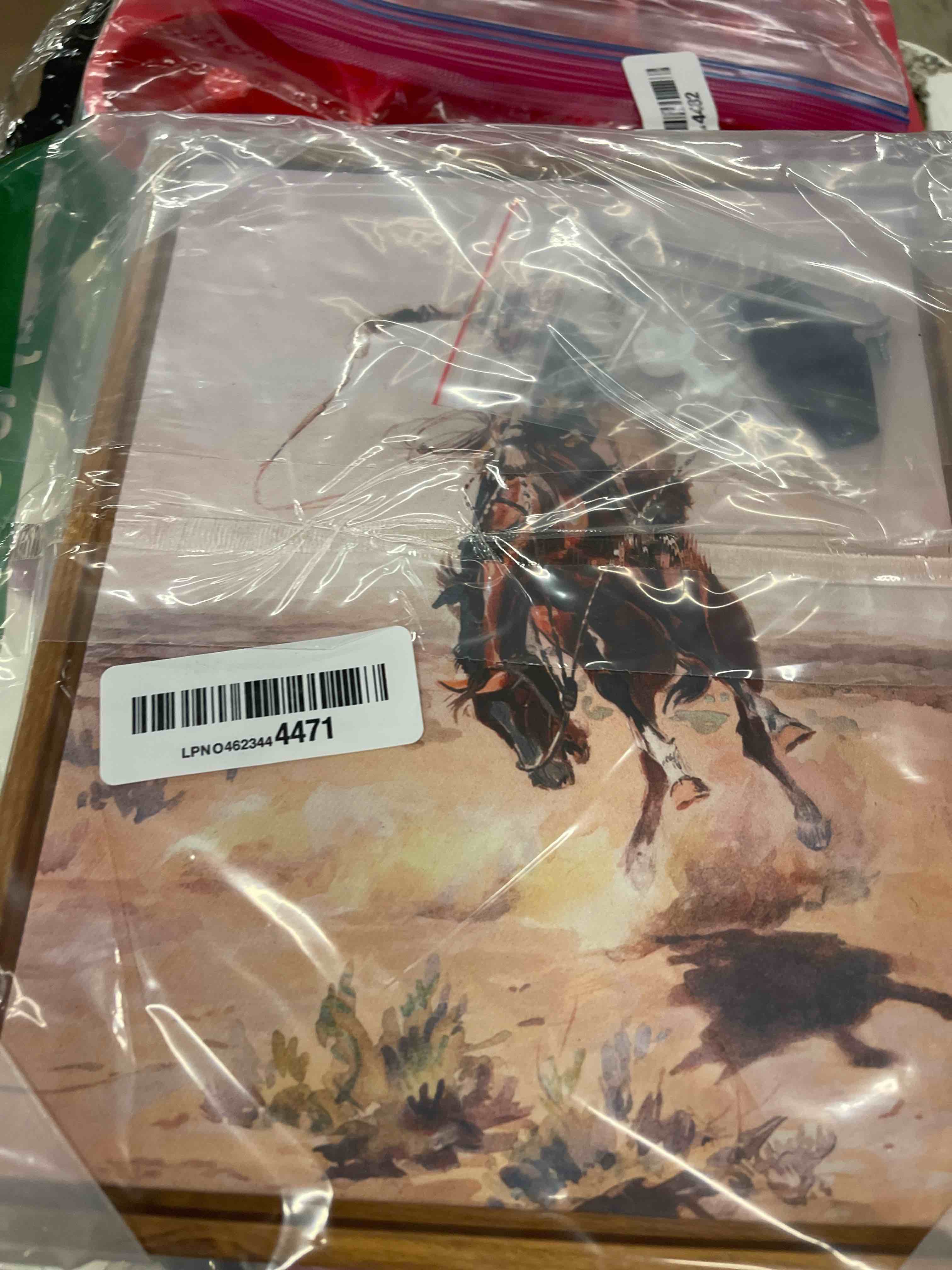Condition photo showing New/Like New for InSimSea Framed Canvas Wall Art Western Cowboy Decor Rustic Vintage Cowboy Oil Paintings Horse Riders of Mid-Century Art Prints Ranch Lunar Landscape Wall Pictures Antique Wall Decor Aesthetic Posters