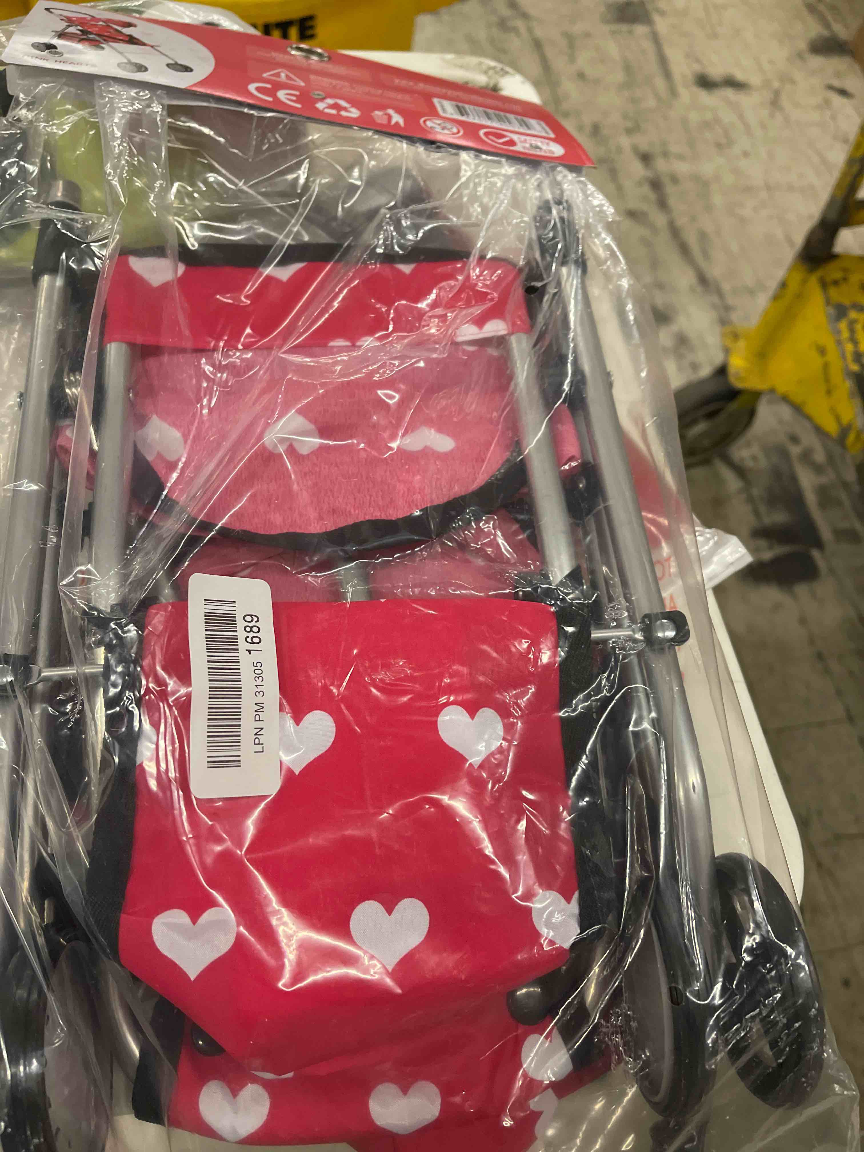 Condition photo showing New/Like New for The New York Doll Collection Baby Doll Stroller My First Toy Stroller Hearts