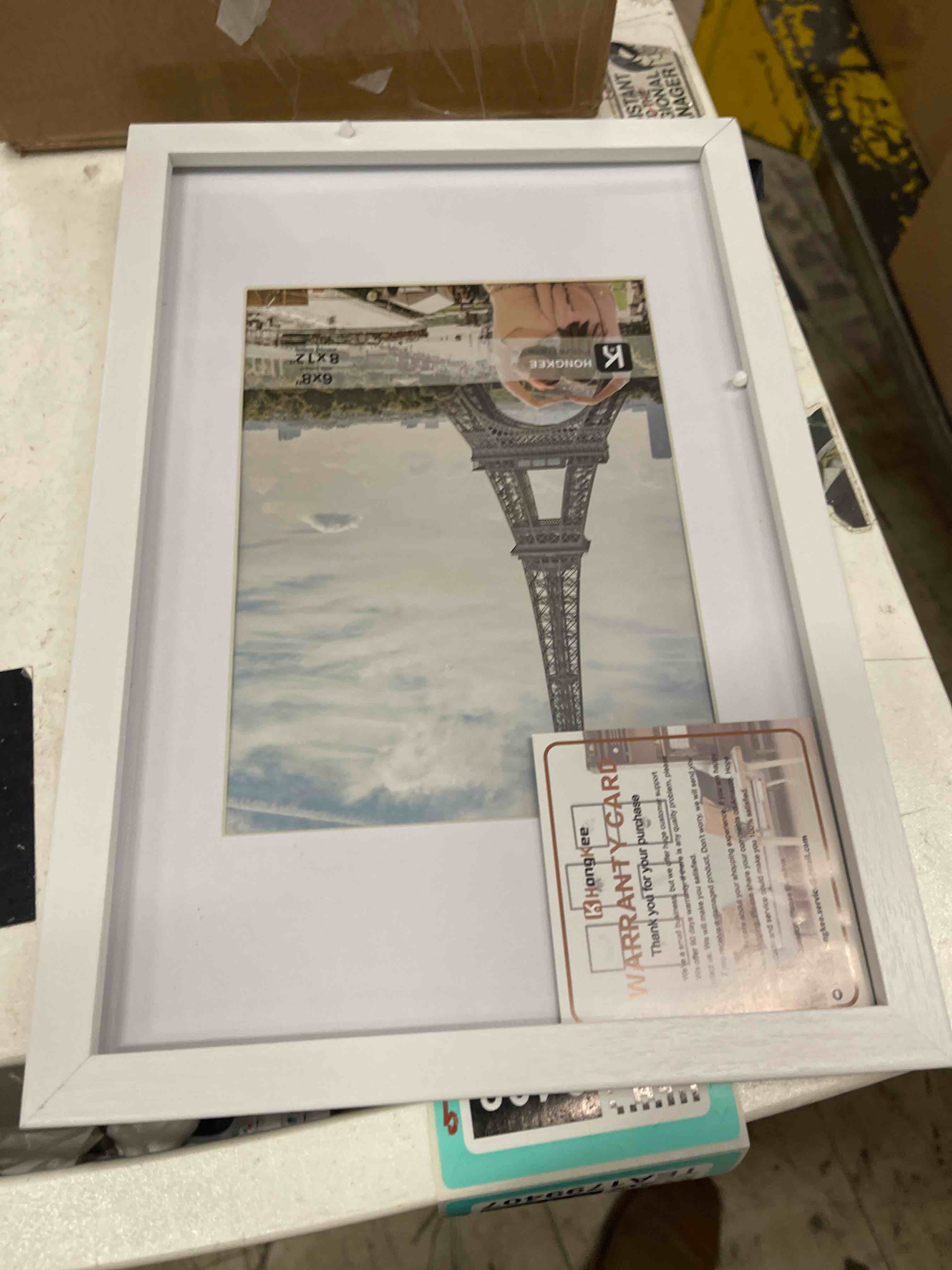 Condition photo showing New/Like New for 8x12 White Picture Frames set of 3, Made of Wooden and Glass Photo frame - Displays 6x8 Picture with Mat or 8 x 12 Poster without Mat, Desktop & Wall Collage Frame set