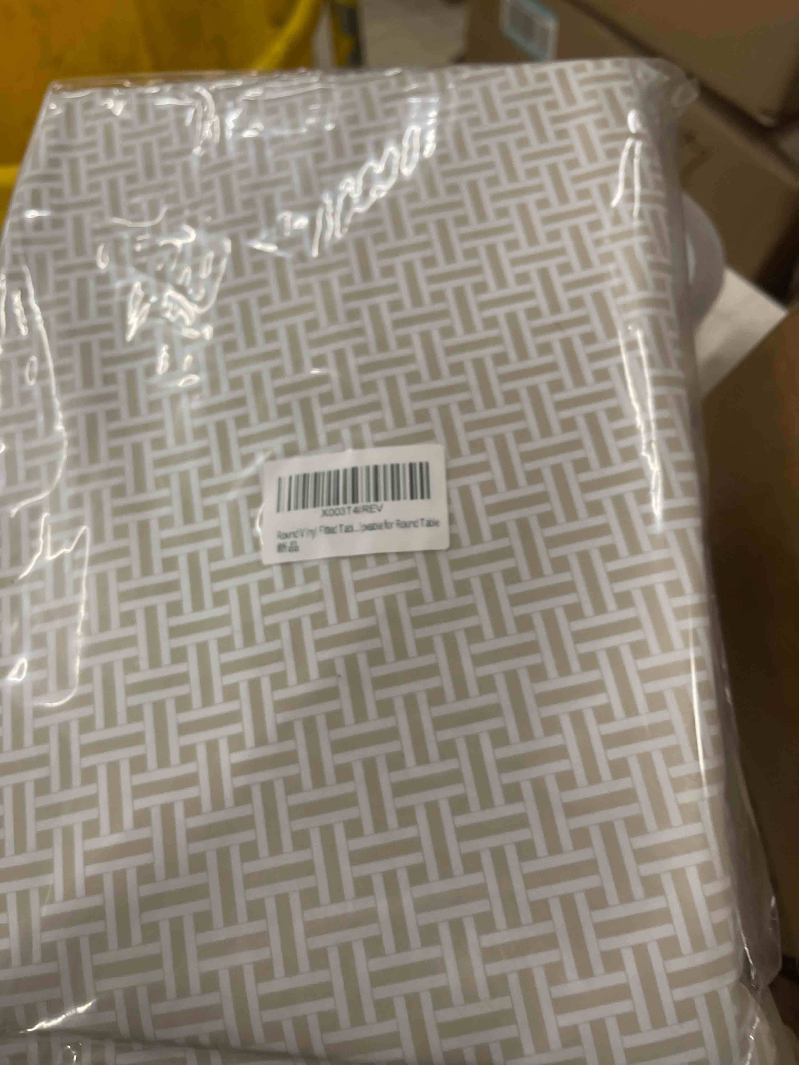 Condition photo showing New/Like New for Walrus Round Vinyl Fitted Tablecloth with Flannel Backing Elastic Edge Design Table Cover Waterproof Oil-Proof PVC Table Cloth Stain-Resistant Best for 45"-56" Round Weaving 56" (Round)