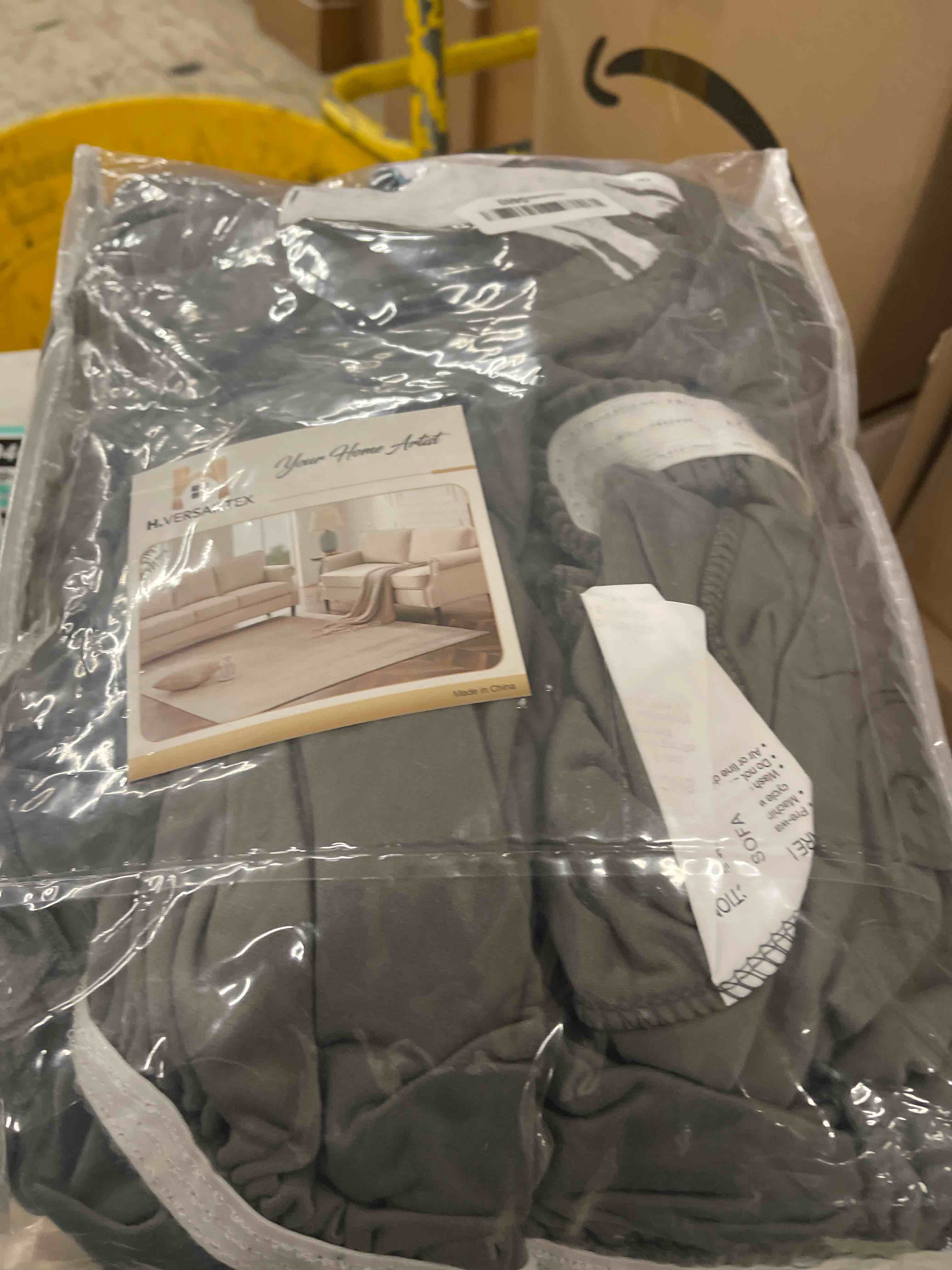 Condition photo showing New/Like New for H.VERSAILTEX Stretch Sofa Covers for 3 Cushion Couch Covers Sofa Slipcovers for Living Room Feature Thick Checked Jacquard Fabric with Elastic Bottom, Sofa Large - Grey Sofa Neutral Gray