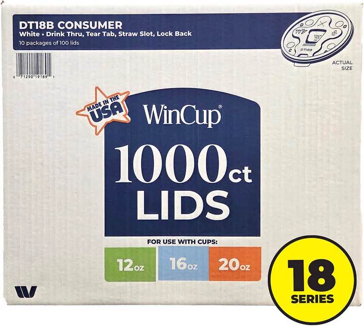 Wincup 1000 ct Lids for use with cups: 12oz,16oz,20oz