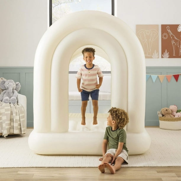 Cream Indoor Double Arch Bounce House