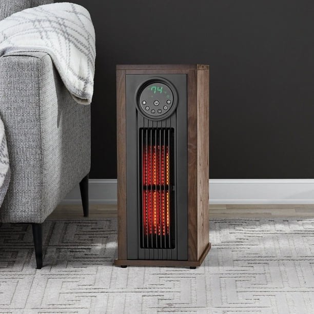 23” Infrared Wood Tower Heater 1500w with UV LED Light 