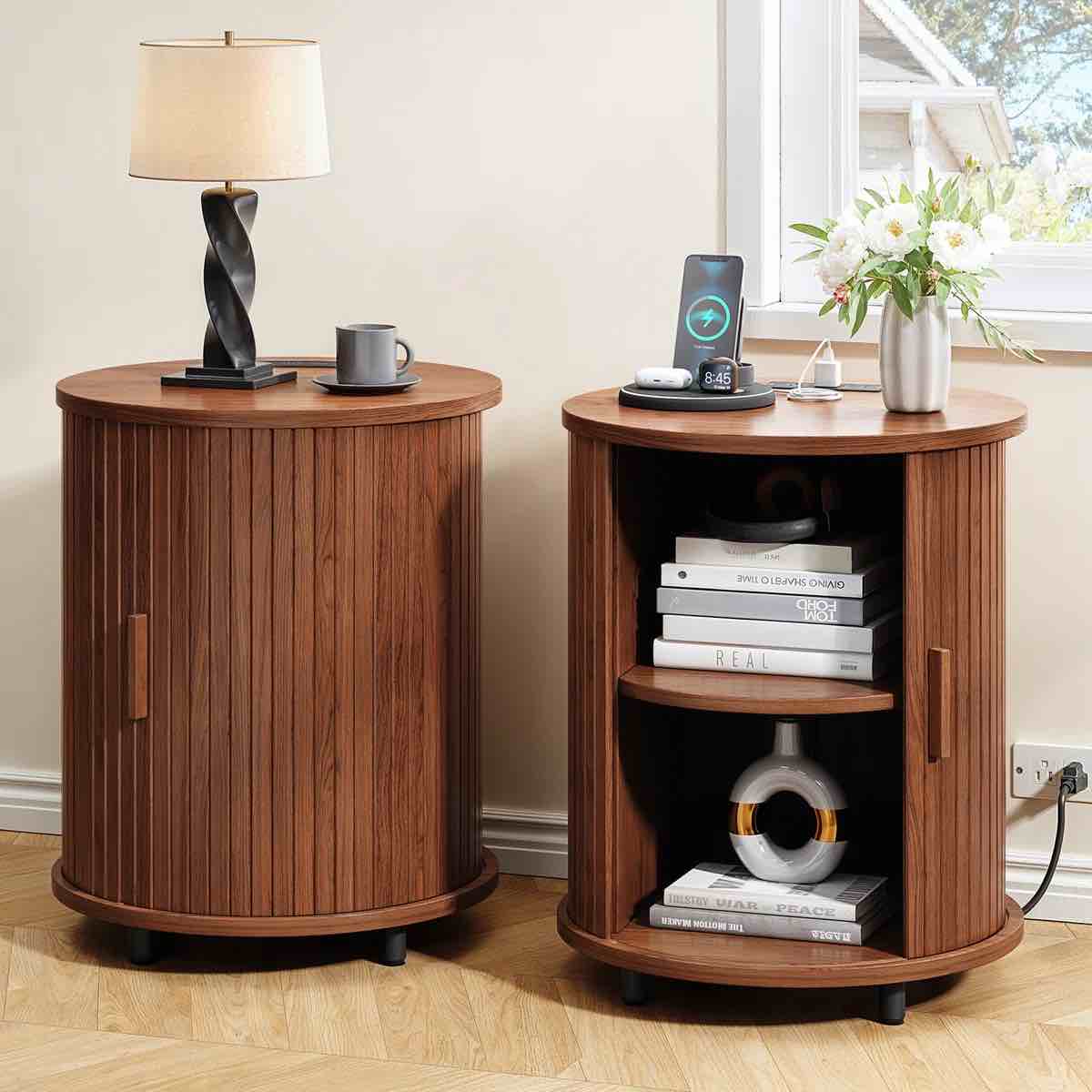 end table with charging station set of 2