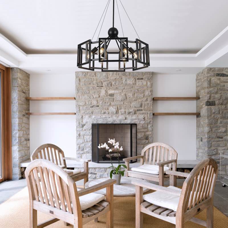 Bossley 6 - Light Dimmable Sputnik Geometric Drum Chandelier