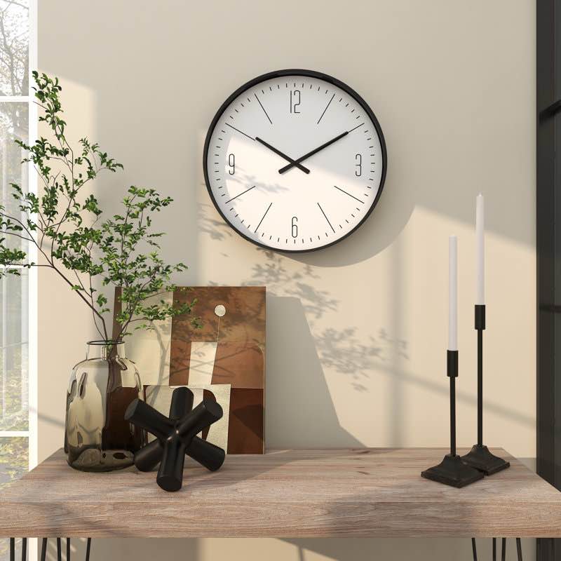 glass minimalistic decorative wall clock with white face, 20" x 2" x 20"