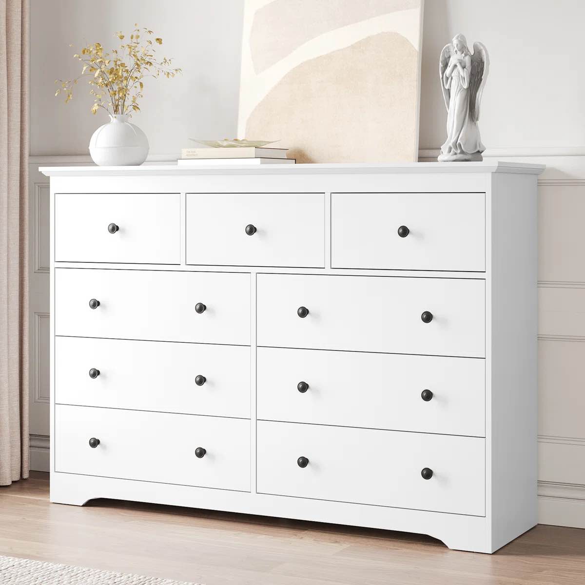 9-drawer dresser, 55" w double dresser for bedroom
