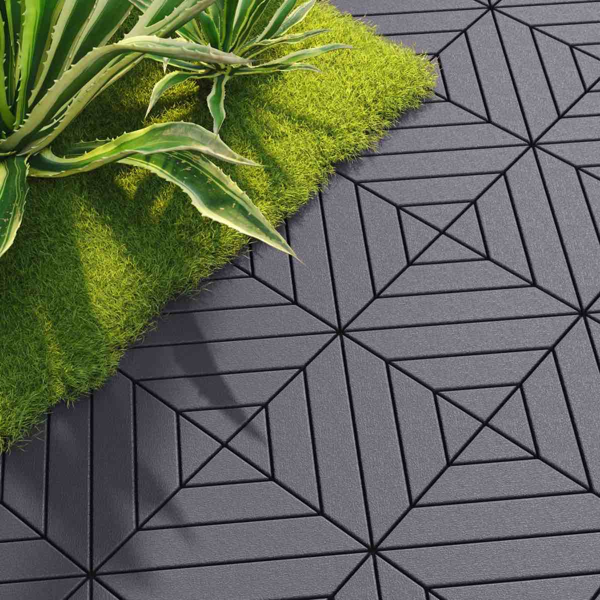12'' x 12'' interlocking plastic deck tiles - box of 44 outdoor waterproof, flooring for patio, balcony & backyard, easy diy installation