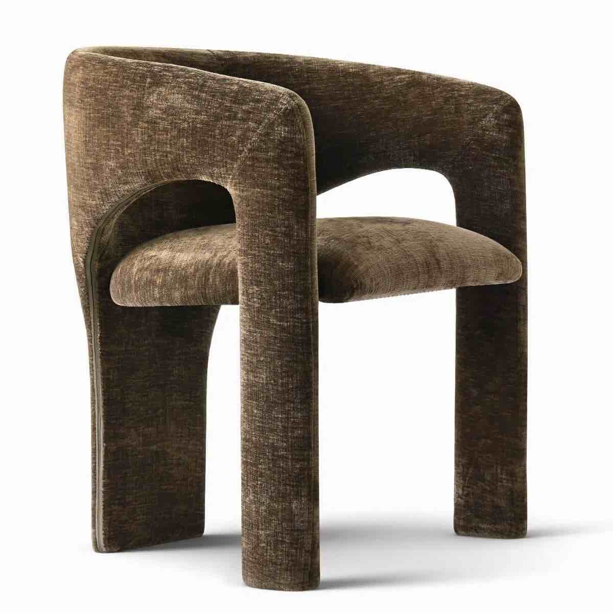 modern chenille upholstered dining chair with arm