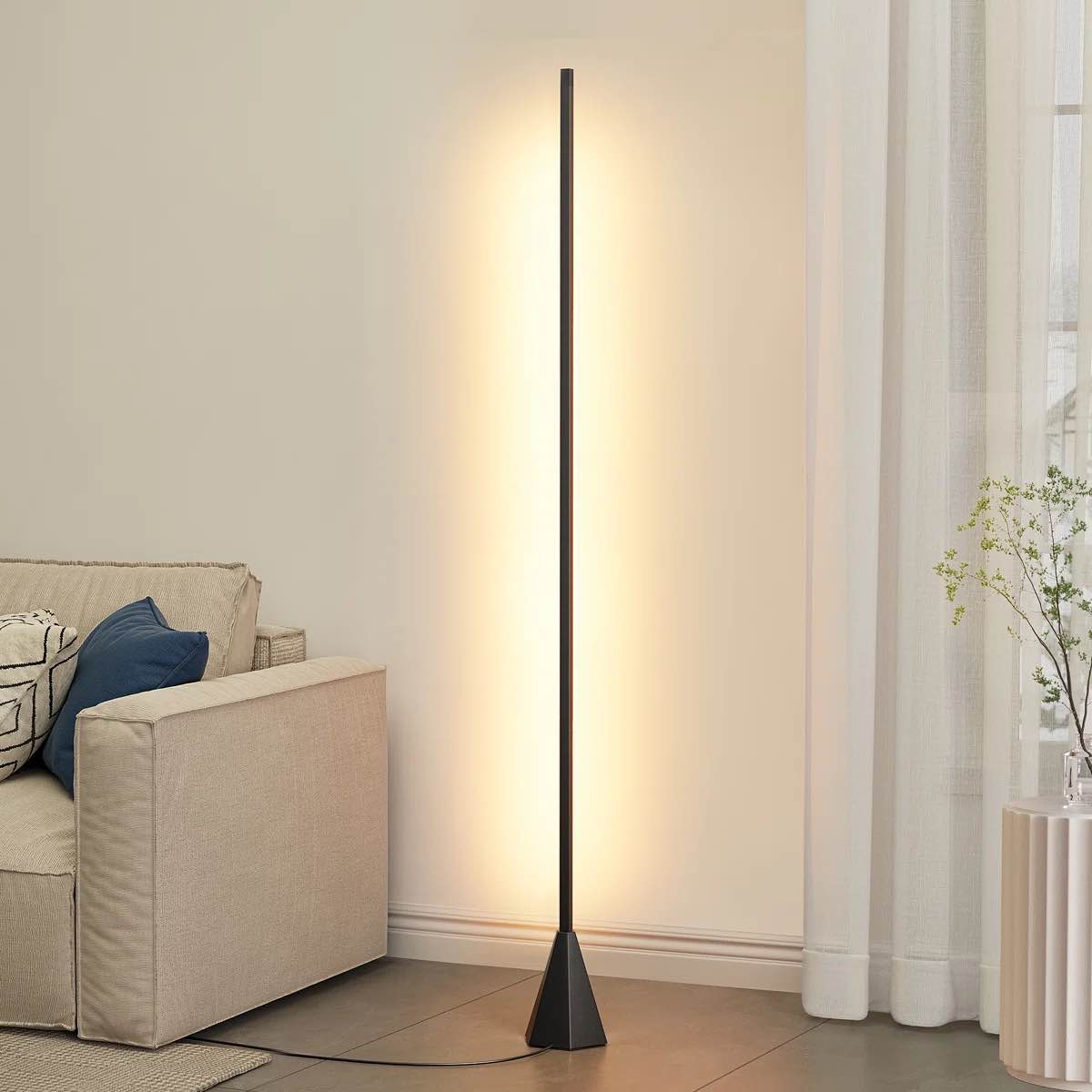 60" dimmable led novelty corner floor lamp with wave sensor and remote control
