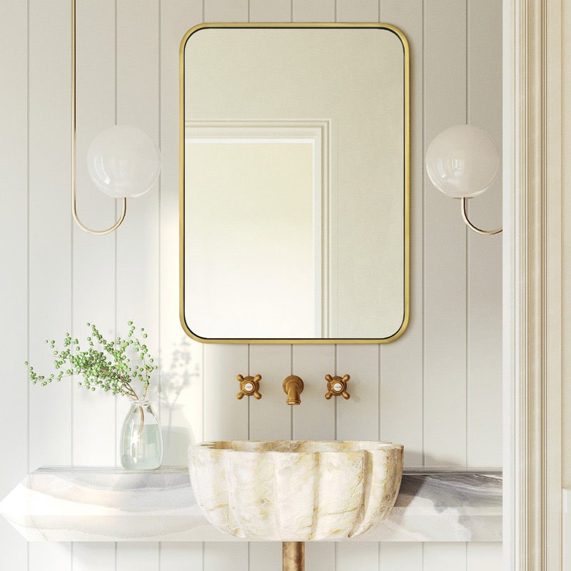aria rounded rectangle bathroom vanity mirror, vertically/horizontal hanging