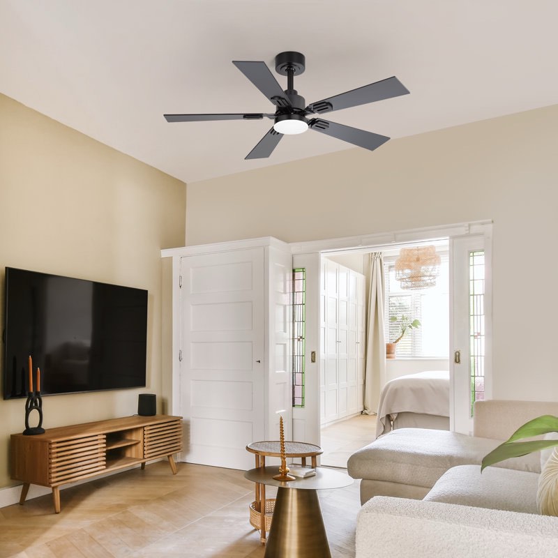 2 pack-42 inch ceiling fan with light and remote, dual-finish reversible blades, quiet reversible dc motor, modern ceiling fan for bedroom and living room - matte black finish (set of 2)