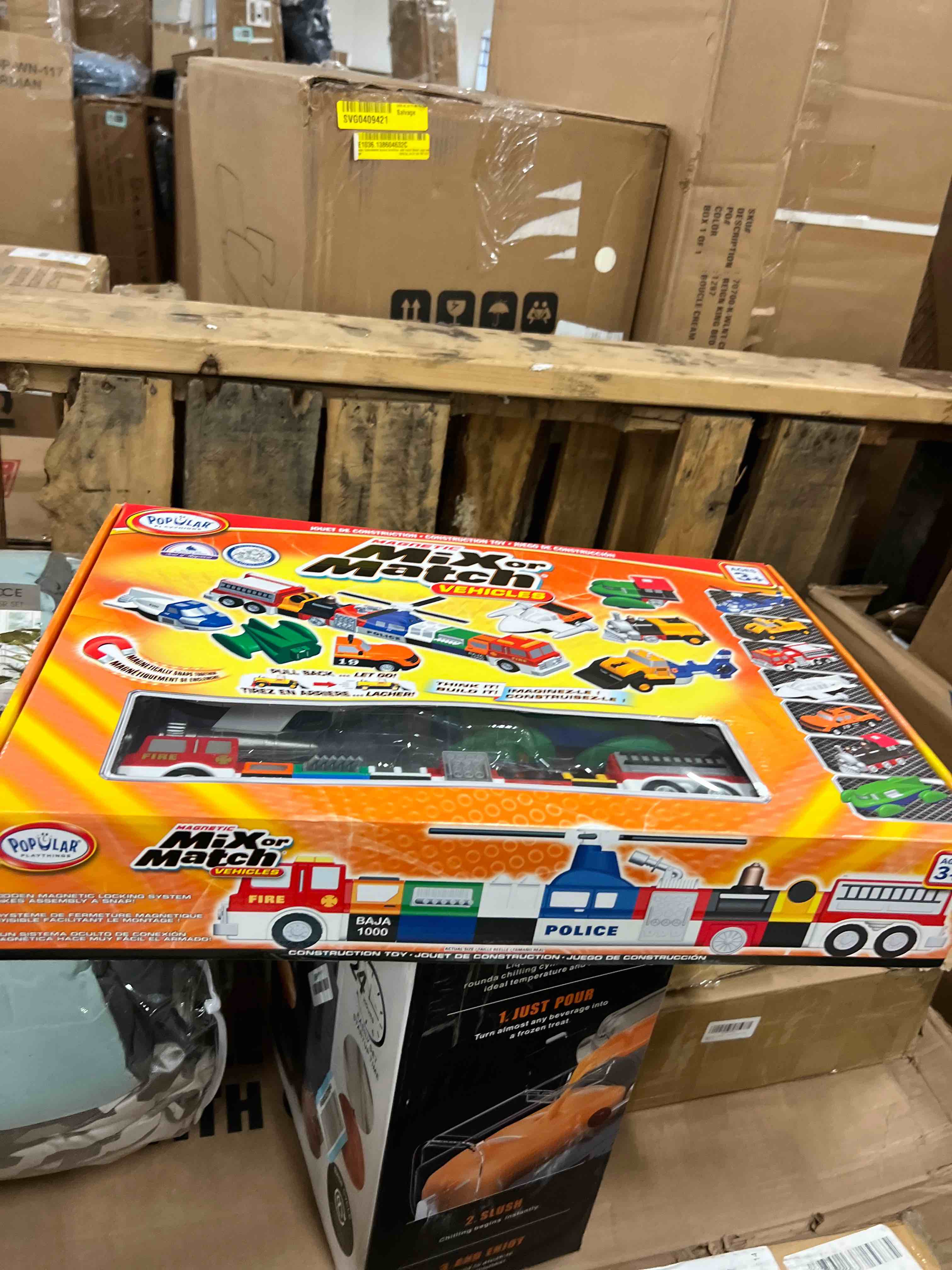 Condition photo showing New/Like New for POPULAR PLAYTHINGS Magnetic Vehicles for Toddlers 1-3, Mix or Match Car Toys, 21 Piece Gift for Kids - Vehicles Orange