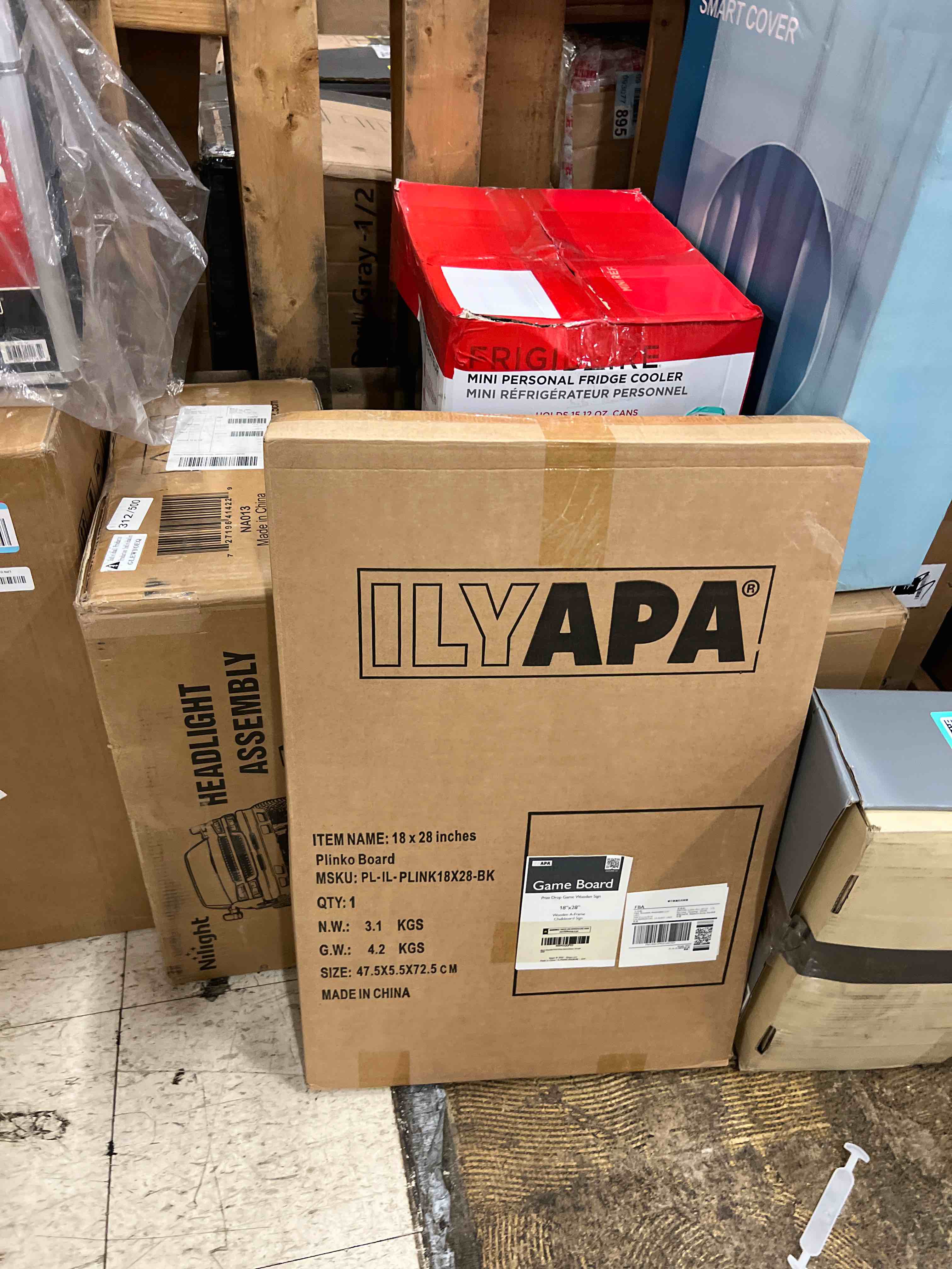 Condition photo showing New/Like New for Ilyapa Large Prize Drop Board Game - 18x28 Inch Portable Penny Drop Game for Events and Trade Show - Wooden A-Frame Chalkboard Sign, Eraser