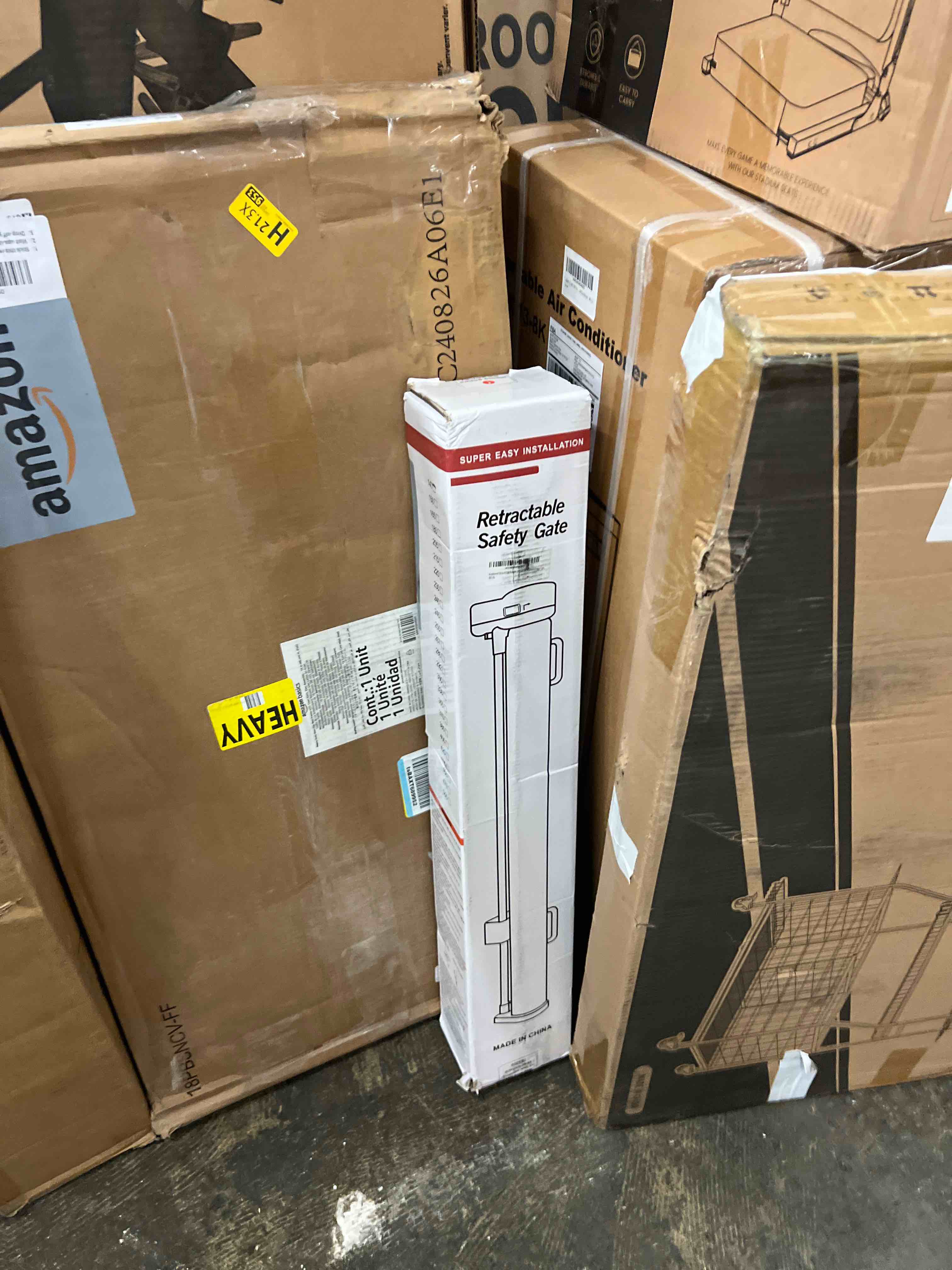 Condition photo showing New/Like New for Retractable Baby Gates, Mesh Dog Gate for Doorways, 33.6" Tall, Expands to 55" Wide,Pet Safety Essential Fit for Baseboards, Wide Toddlers Gates for Hallways, Indoor & Outdoor,Grey