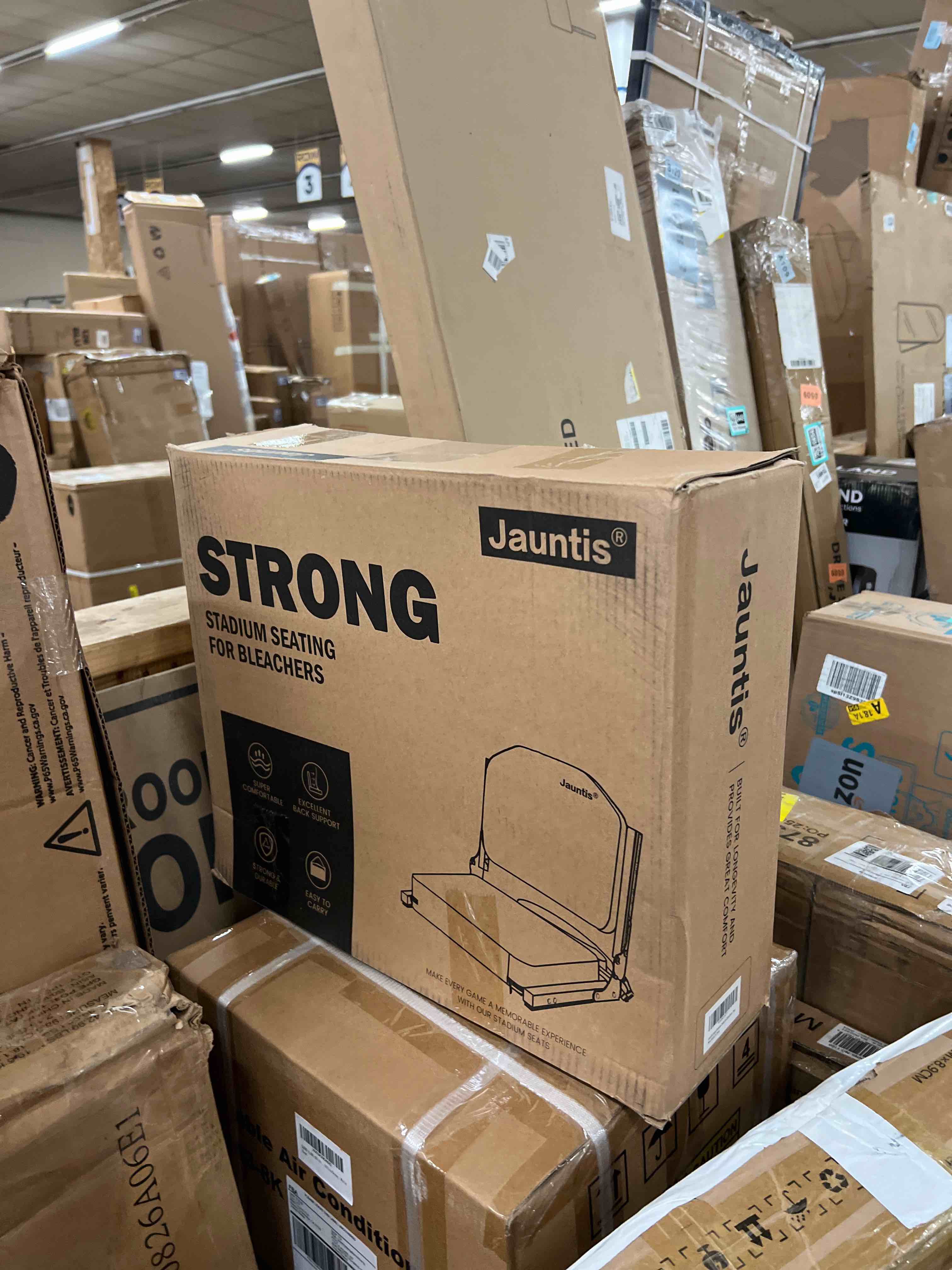 Condition photo showing New/Like New for Jauntis Stadium Seats for Bleachers, Bleacher Seats with Ultra Padded Comfy Foam Backs and Cushion, Wide Portable Stadium Chairs with Back Support and Shoulder Strap