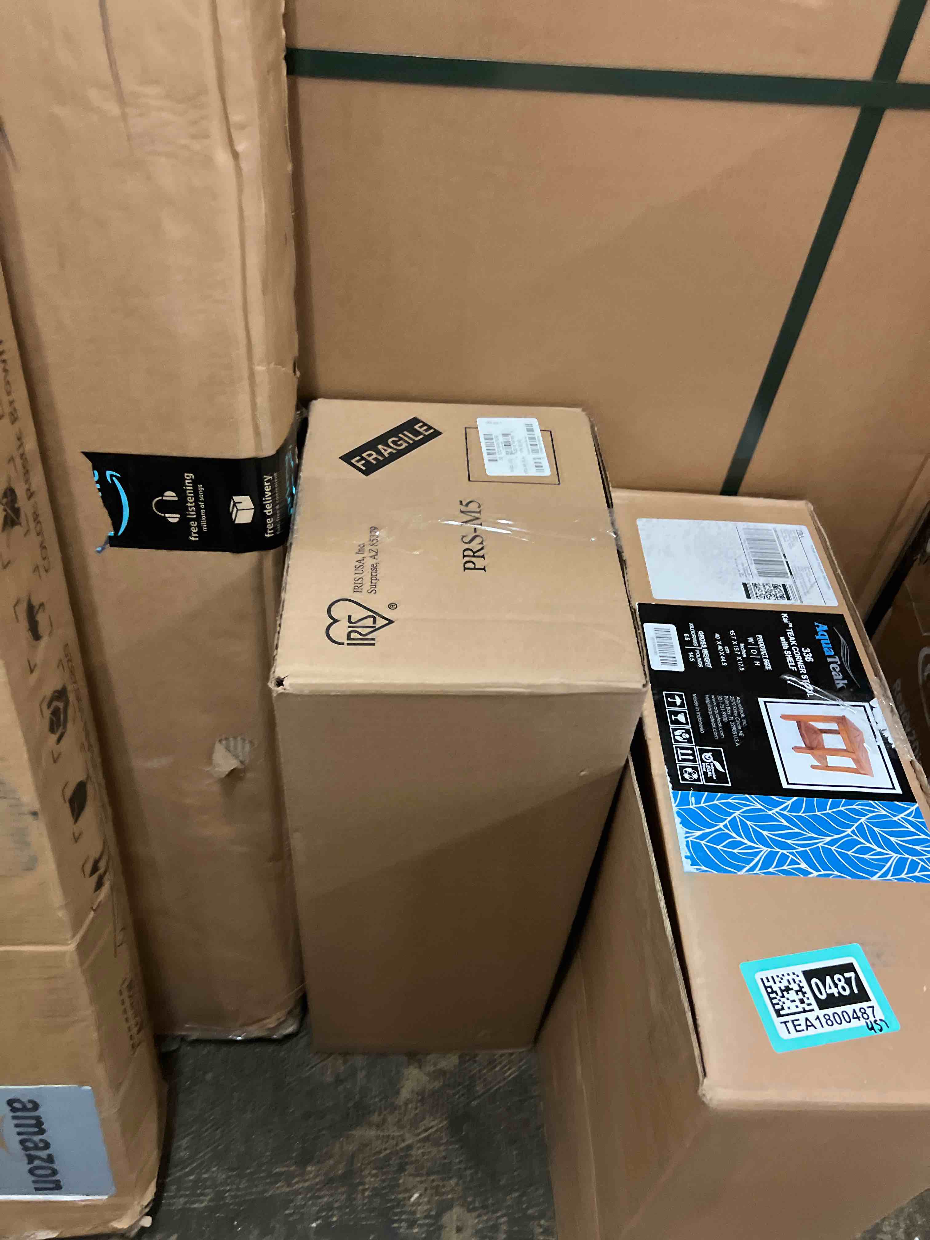 Condition photo showing New/Like New for IRIS USA 5-Shelf Light Duty Plastic Storage Shelves, 250lb Capacity, 64"H x 24"W x 12"D, Medium Modular Shelving Unit Storage Organizer for Garage, Home, Bathroom & Laundry, Storage Rack - Black