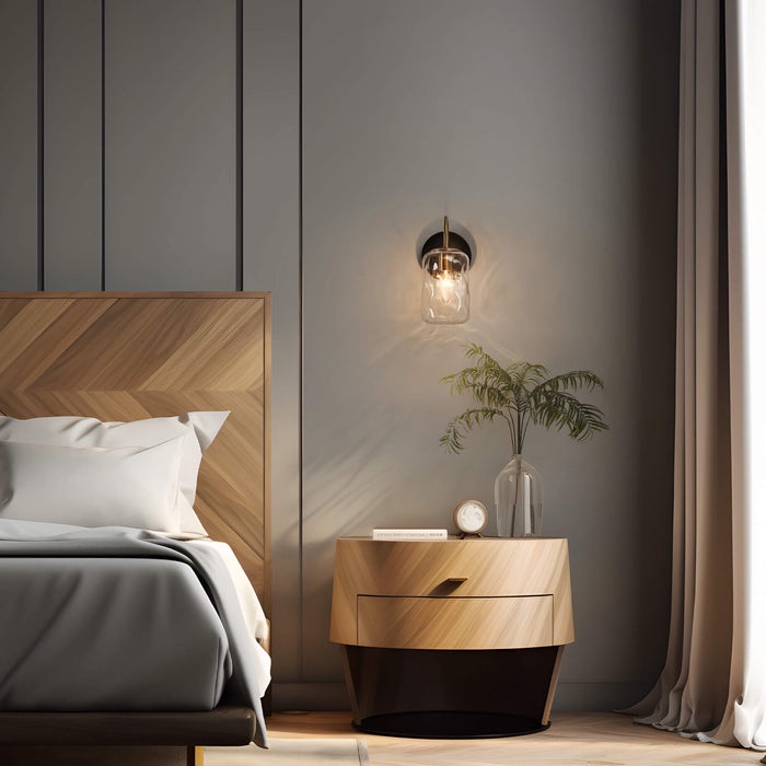 Erhart 3-Light Black and Brass Wall Sconce