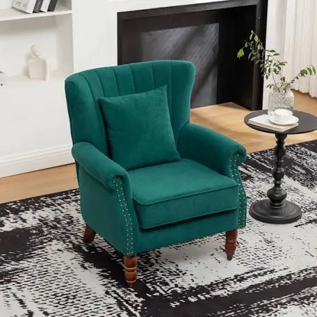 Johnathan 29'' Wide Velvet Wingback Chair Green
