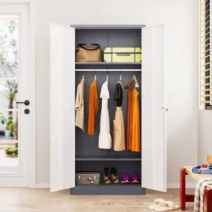 36 Inch Wide Metal Wardrobe Cabinets Storage Cabinets with Lock