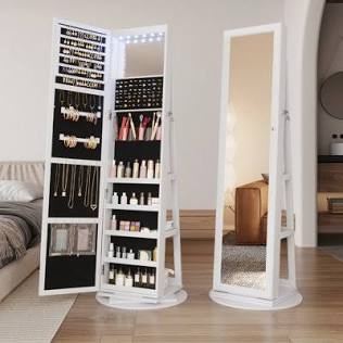 Ardolino Jewelry Armoire with LED and Flip-over Makeup Shelf