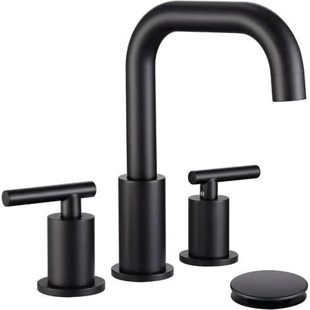 widespread bathroom faucet with drain assembly black