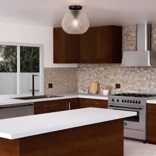 9.75'' 1 Light Modern Simple Clear Texture Glass Semi Flush Mount Lighting For Living Room/Bedroom