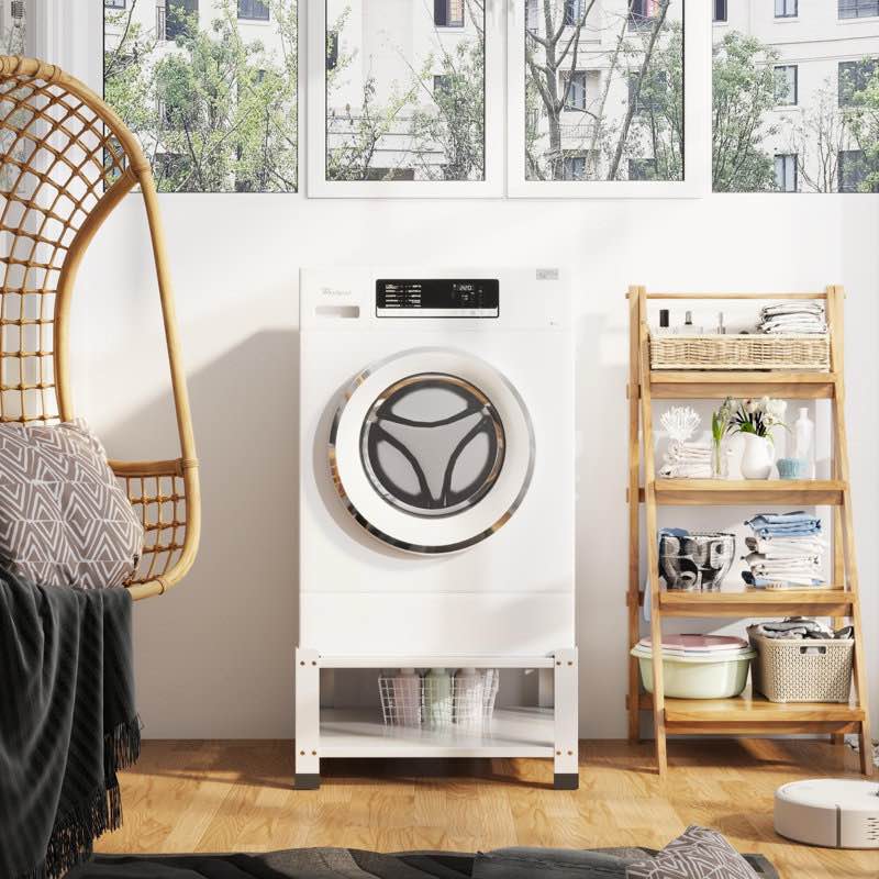 universal laundry pedestal, washer and dryer laundry pedestal,heavy duty metal washing machine base stand double 28" l x 28" w x 18" h, white, 2 pack