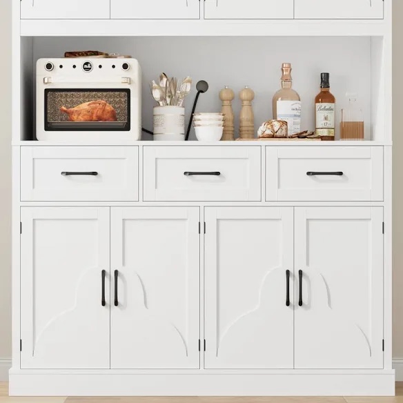 75.7" large wood kitchen pantry cabinet white 