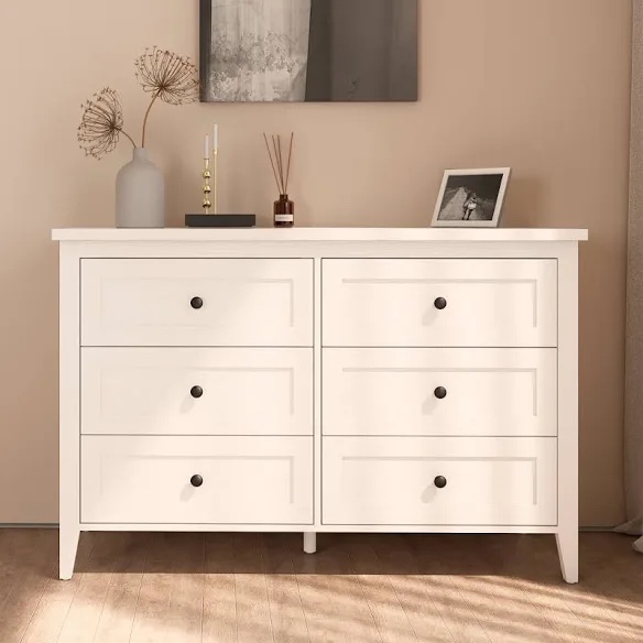 wilma 6 drawer double dresser for bedroom white