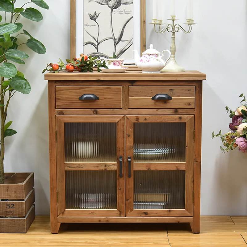  Vintage Shabby Chic Design Wooden Drawer Cabinet Accent Rustic Craft Storage Cabinet With Glass Door