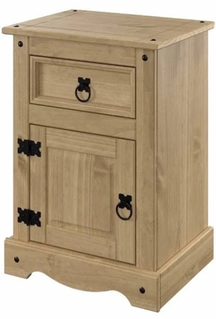 Lindall Solid Wood Farmhouse bedside 1 drawer 1 door nightstand