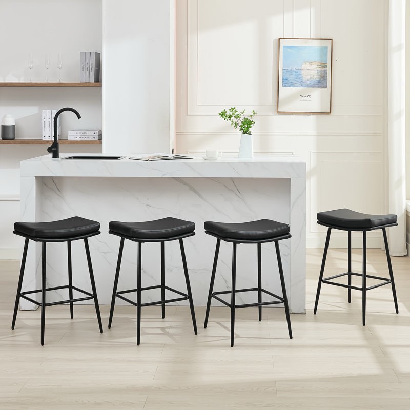 Upholstered 26" Backless Saddle Barstools set of 4 