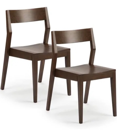 Linzy Solid Wood Low Back Side Chair Walnut Brown set of 2