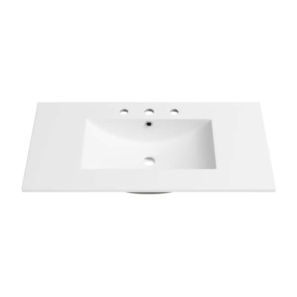 Tucson 36 in. W x 18 in. D Vitreous China Single Sink Vanity Top in White with 3-Faucet Holes (8 in. Widespread)