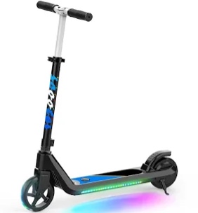 lingteng electric scooter for kids age 6-10, kick-start boost scooter with adjustable speed and height, flash wheel & deck lights