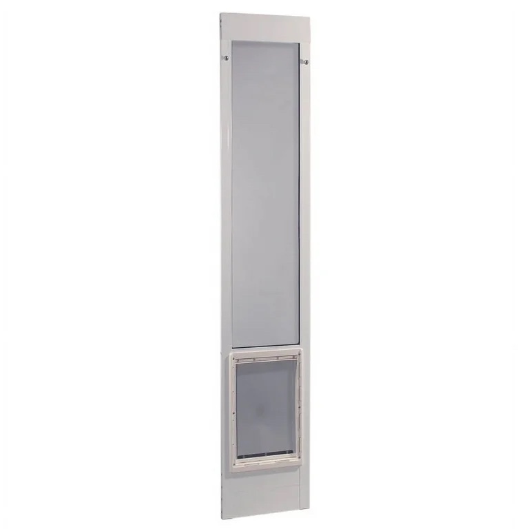 ideal pet products aluminum pet patio door, adjustable height 77-5/8" to 80-3/8", 7" x 11-1/4" flap size, mill/silver