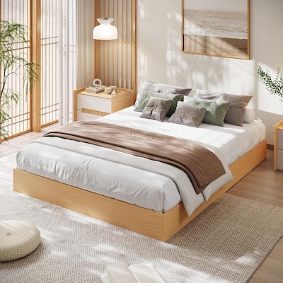 Garvee King Size Wood Platform Bed Frame Solid Pine Slats No Box Spring Needed Easy Assembly