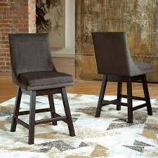 Signature Design by Ashley Tallenger Dark Gray Upholstered Swivel Counter Height Stool Set of 2