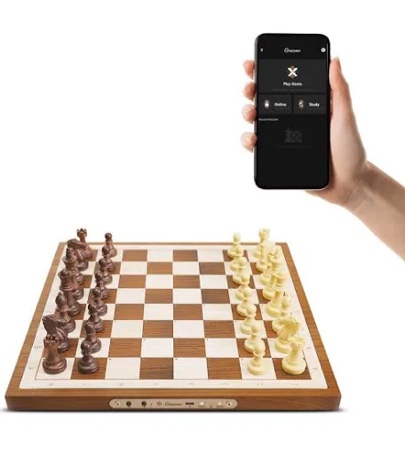 Air Electronic Chess Set, A magnificently Handcrafted Wooden Chess Board with Extra Queens,LEDs, AI Adaptive Electronic Chess Set Game and App with Computer Chess Board