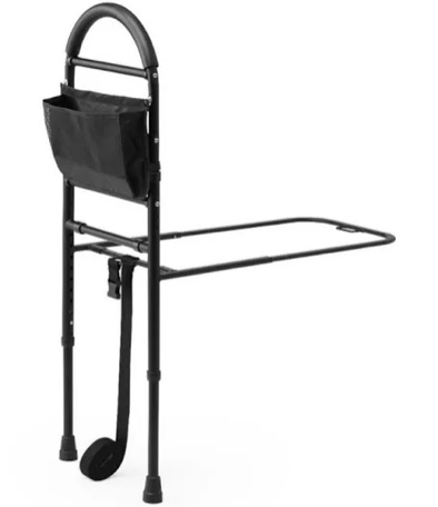 Medline Bed Assist Bar with Storage Pocket, Height Adjustable Bed Rail for Elderly Adults, Assistance for Getting In and Out of Bed at Home