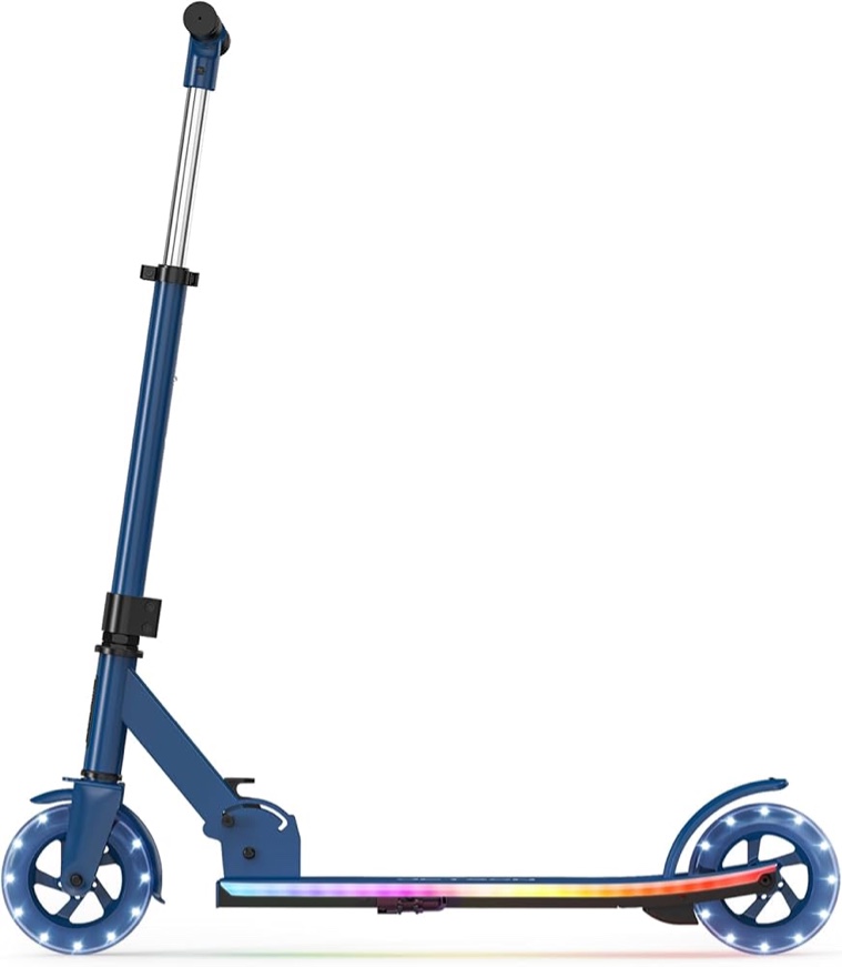 jetson character kids kick scooter, led lights on stem & light-up wheels, lightweight frame, height-adjustable handlebar, lean-to-steer system, easy-fold mechanism