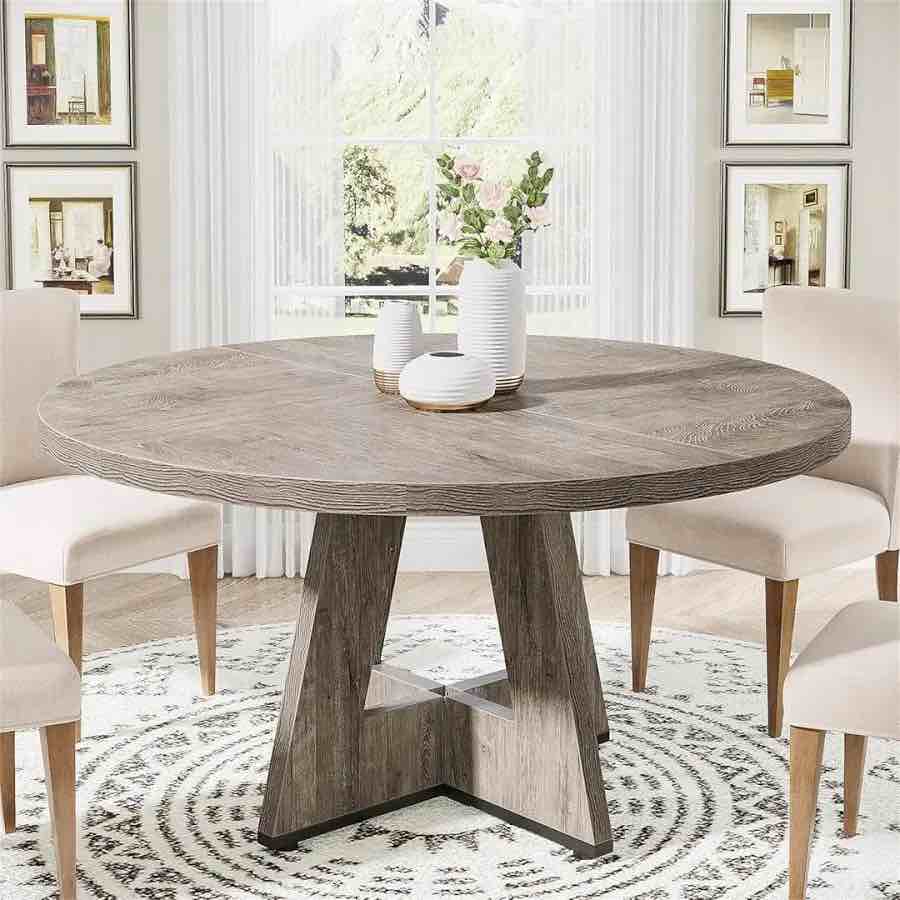 47 Inch Round Dining Table for 4 Farmhouse Kitchen Table By Ebern Design