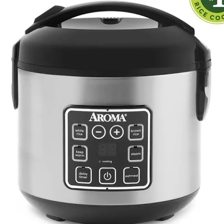 Aroma 8-Cup (Cooked) Rice & Grain Cooker  Steamer  New Bonded Granited Coating